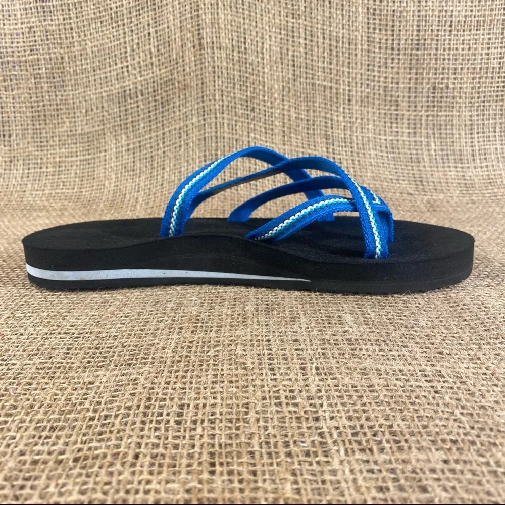 Teva sandals flip flops Blue strappy cushion Insoles Arch Support Sz  8 - Picture 5 of 12